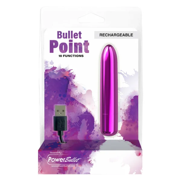 Vibrador PowerBullet Bullet Point 10 Function Rechargeable - Purple (4")