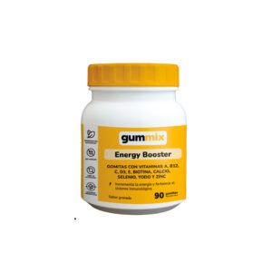 Suplemento en gomitas sabor granada Energy Booster de Gummix, ideal para hombres y mujeres que buscan más energía y bienestar en su día a día.